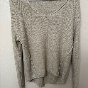RDI Sweater LG Beige Long Sleeve Pullover Boat Neck Knit Top Leather Elbow Patch
